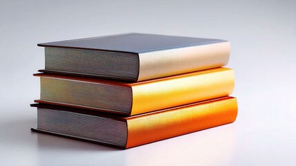 Colorful Stack of Three Hardcover Books with Shine and Texture