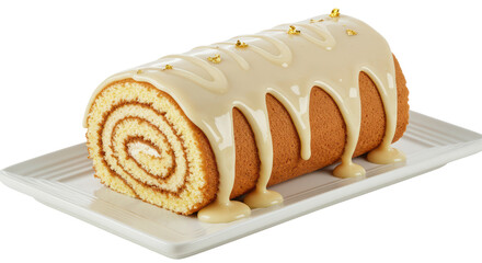 Isolated Cake Roll with Whipped Cream Icing