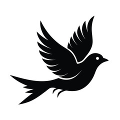 Obraz premium Stylized Flying Bird and Branch Silhouette Vector