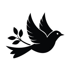 Fototapeta premium Bird and Branch Flight Silhouette Vector