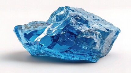 Fototapeta premium Bright Blue Natural Crystal Stone with Sharp Edges and Glossy Surface