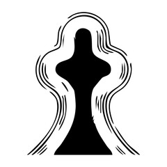 Mystical Silhouette – Abstract Goddess Figure with Radiant Waves