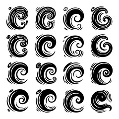 Abstract Swirl and Vortex Designs – Bold Black Silhouettes

