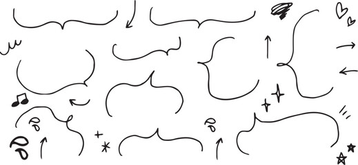 手描き ト 広告用  シンプルな線の手書きの吹き出しセット