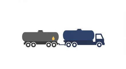 Stylized minimalist graphic of an oil tanker truck transporting fuel cleanly
