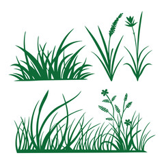 Naklejka premium Set of 4 grass silhouettes vector