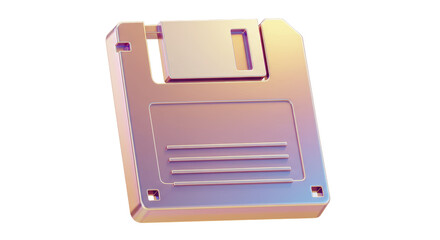Isolated Iridescent Floppy Disk for Vintage Data Storage