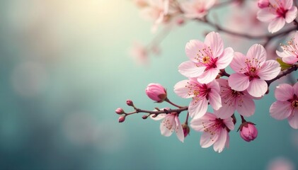 Obraz premium Delicate blossoms & scrolling foliage, pastel hues, craft, textile, floral