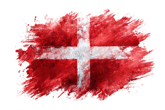 Danish Flag Textured Design with Red Background and White Nordic Cross on Transparent Background