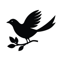 Fototapeta premium Bird in Takeoff Pose from Tree Branch Vector Art