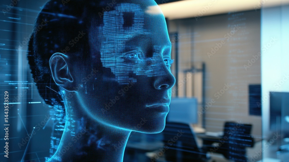 Poster using a biometric authentication system to access confidential files.