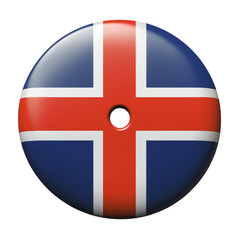 Obraz premium Iceland flag round icon, national country symbol button isolated on white background