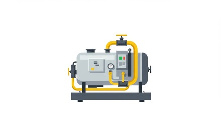 Fototapeta premium Stylized minimalist flat graphic art of a gas compressor skid package equipment