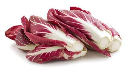  of radicchio heads with red leaves on a white background