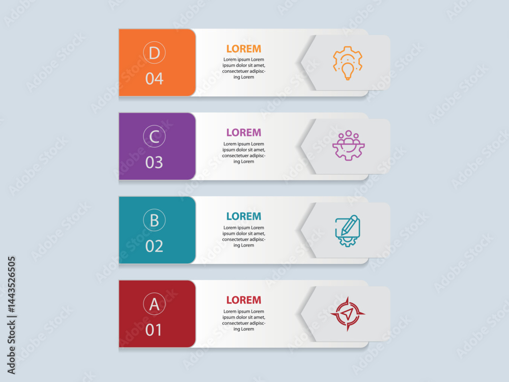 Wall mural vector infographic label design with arrow infographic template design and 4 options or steps. can b