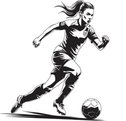 Naklejka premium Female Soccer Player Kicking Ball Illustration
