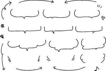 手描き ト 広告用  シンプルな線の手書きの吹き出しセット
