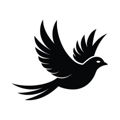 Obraz premium Smooth Flying Bird with Branch Silhouette