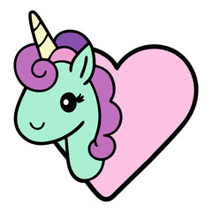 unicorn mane shaped like a heart