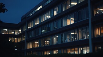 Illuminated office building at night