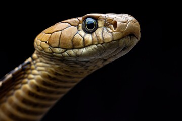 Fototapeta premium Serpentine Gaze: A Close-Up of a Brown Snake's Head