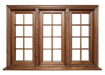 Fototapeta premium Elegant Wooden Window with Multiple Panes and Detailed Frame Ideal for Home Improvement and Interior Design Projects
