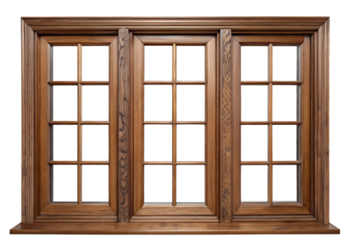 Elegant Wooden Window with Multiple Panes and Detailed Frame Ideal for Home Improvement and Interior Design Projects