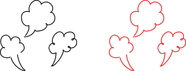 手描き ト 広告用  シンプルな線の手書きの吹き出しセット