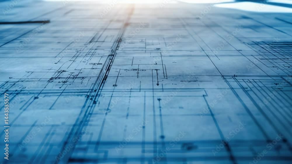 Poster a detailed view of a blueprints architecture, suitable for presentations or planning purposes