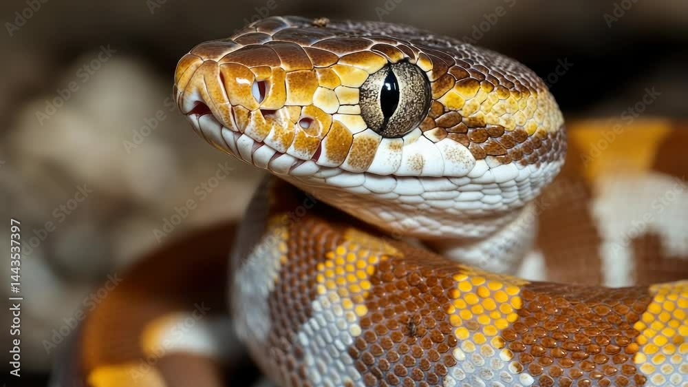 Poster close-up of a snake's head with blurred background