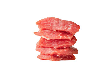 Obraz premium Stack of raw meat slices on transparent background