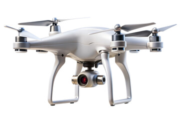 A Flying Drone Isolated on Transparent or White Background, PNG