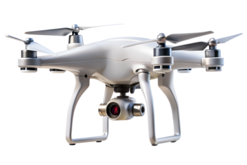A Flying Drone Isolated on Transparent or White Background, PNG
