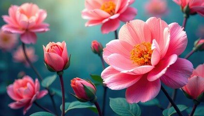 Obraz premium Soft, overlapping floral motif; subtle color gradients create depth , gradient, delicate