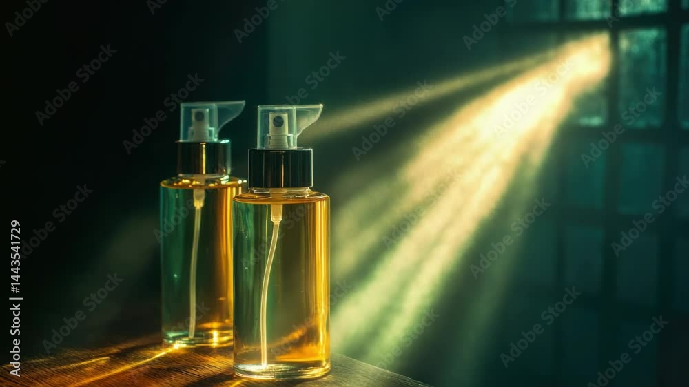 Aufkleber a pair of perfume bottles placed on a table