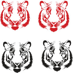 Tiger Head Silhouetto Icon-Wild Animal Vector Illustration