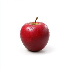 Fresh red apple with water droplets on white background