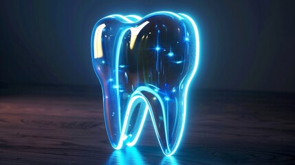 Glowing shield around a tooth representing enamel protection