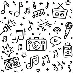 Fototapeta premium Doodle Music Pattern