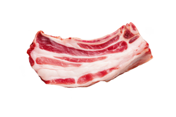 Piece of raw pork ribs on transparent background