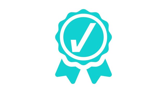 Approval Badge Icon with Check Mark, Ribbon Badge with Check Mark Icon, Success Confirmation Animation