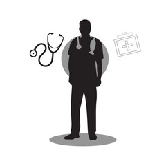 Male doctor silhouette vector illustration design. 
