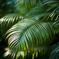 Vibrant green palm fronds sway against the tropical sky, evoking a sense of summer paradise
