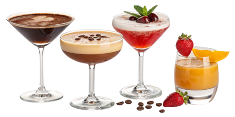 cocktail with strawberry and kiwiisolated on white background.