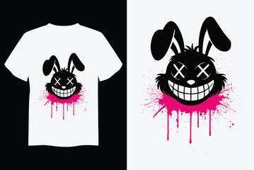 Creepy Rabbit with X Eyes and Splatter