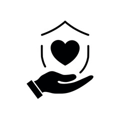 Heart in Hand with Shield Icon – Child Safety, Health Protection & Charity Vector Symbol | Flat Design for Apps, Healthcare & Nonprofit Use