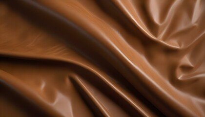 Fototapeta premium A close-up shot of flowing, shiny brown fabric with elegant folds and beautiful texture.