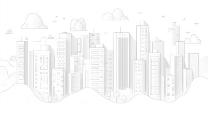 Obraz premium Cityscape line drawing