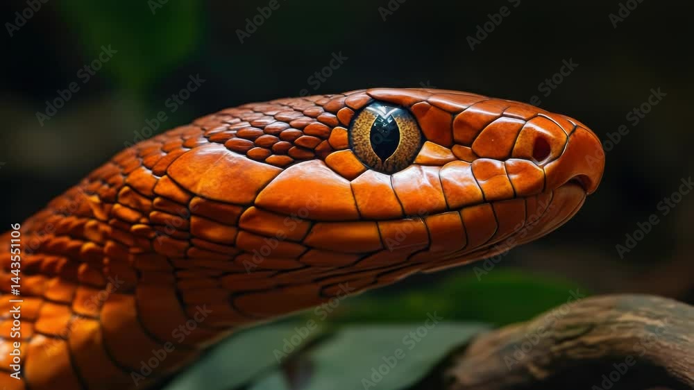 Poster a close-up shot of a snake's head with a blurred background