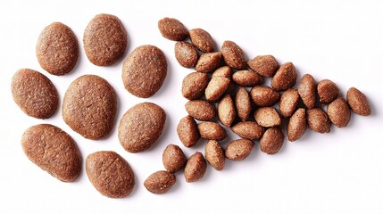 Dog Food Kibble Arranged in Paw Print and Triangle Shapes